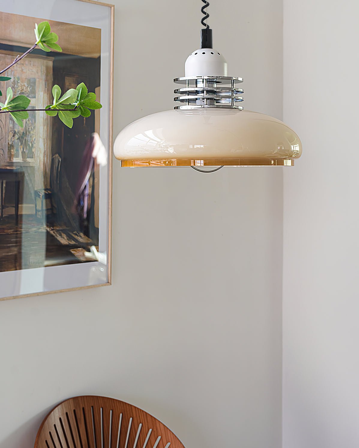 Vistosi Pendant Lamp ∅ 13.8″ x H 9.8″ / Dia 35cm x H 25cm / Chrome & Orange gradient Pendant light