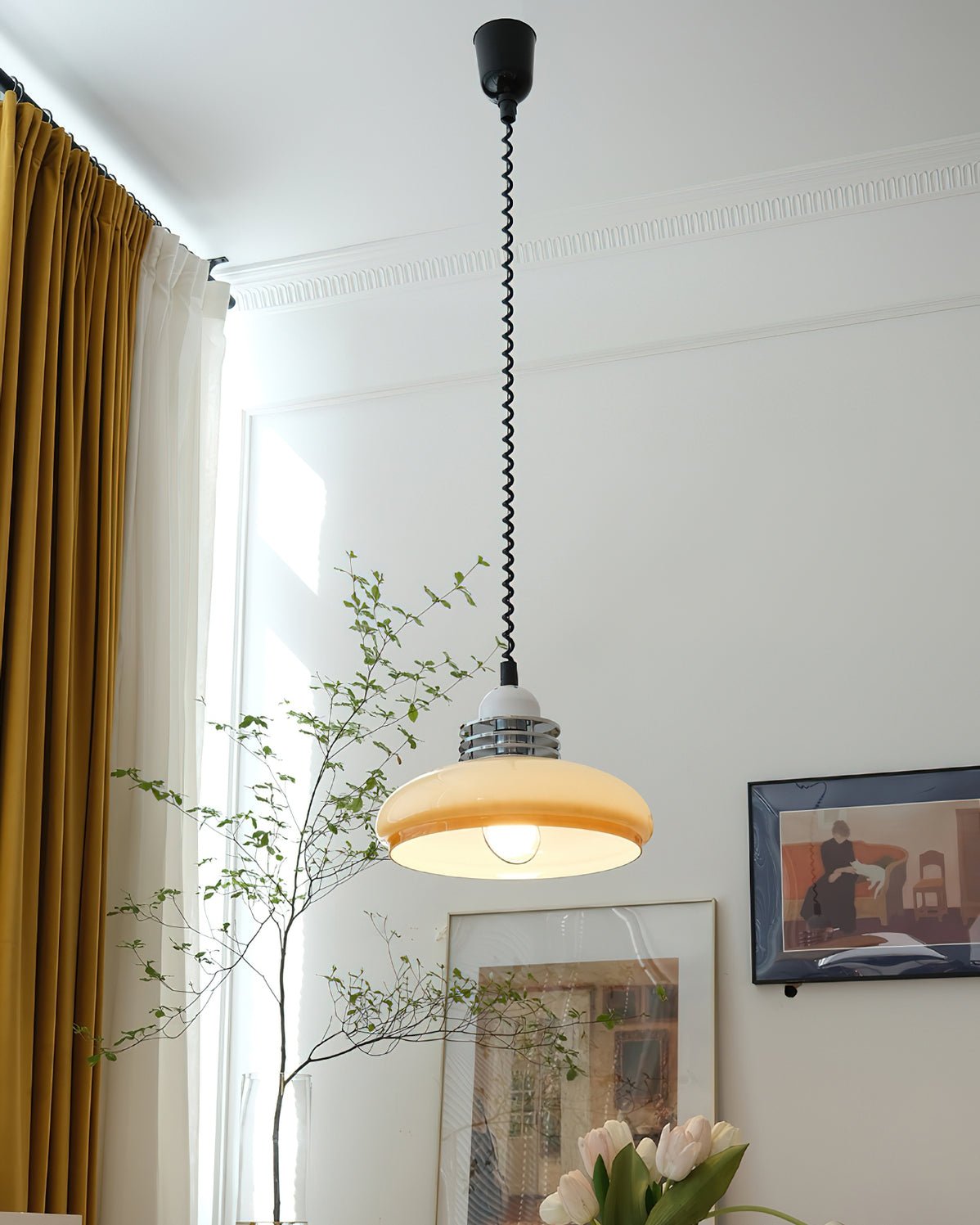 Vistosi Pendant Lamp ∅ 13.8″ x H 9.8″ / Dia 35cm x H 25cm / Chrome & Orange gradient Pendant light