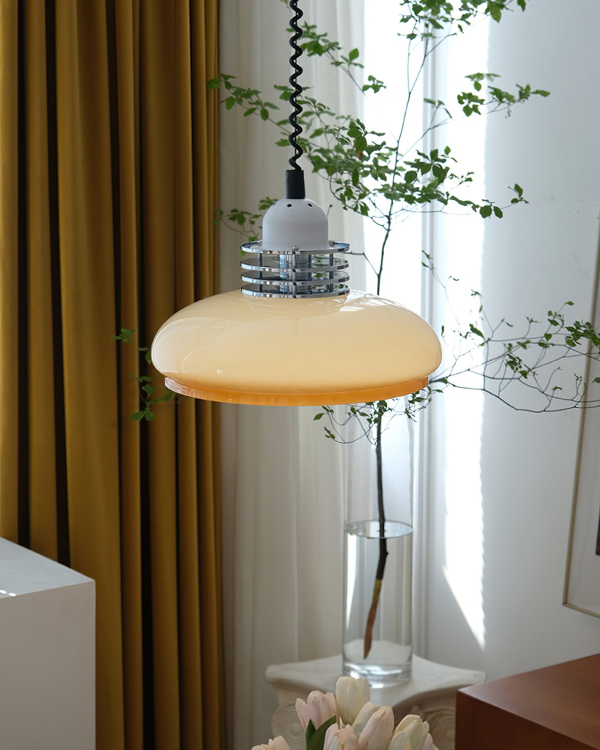 Vistosi Pendant Lamp ∅ 13.8″ x H 9.8″ / Dia 35cm x H 25cm / Chrome & Orange gradient Pendant light