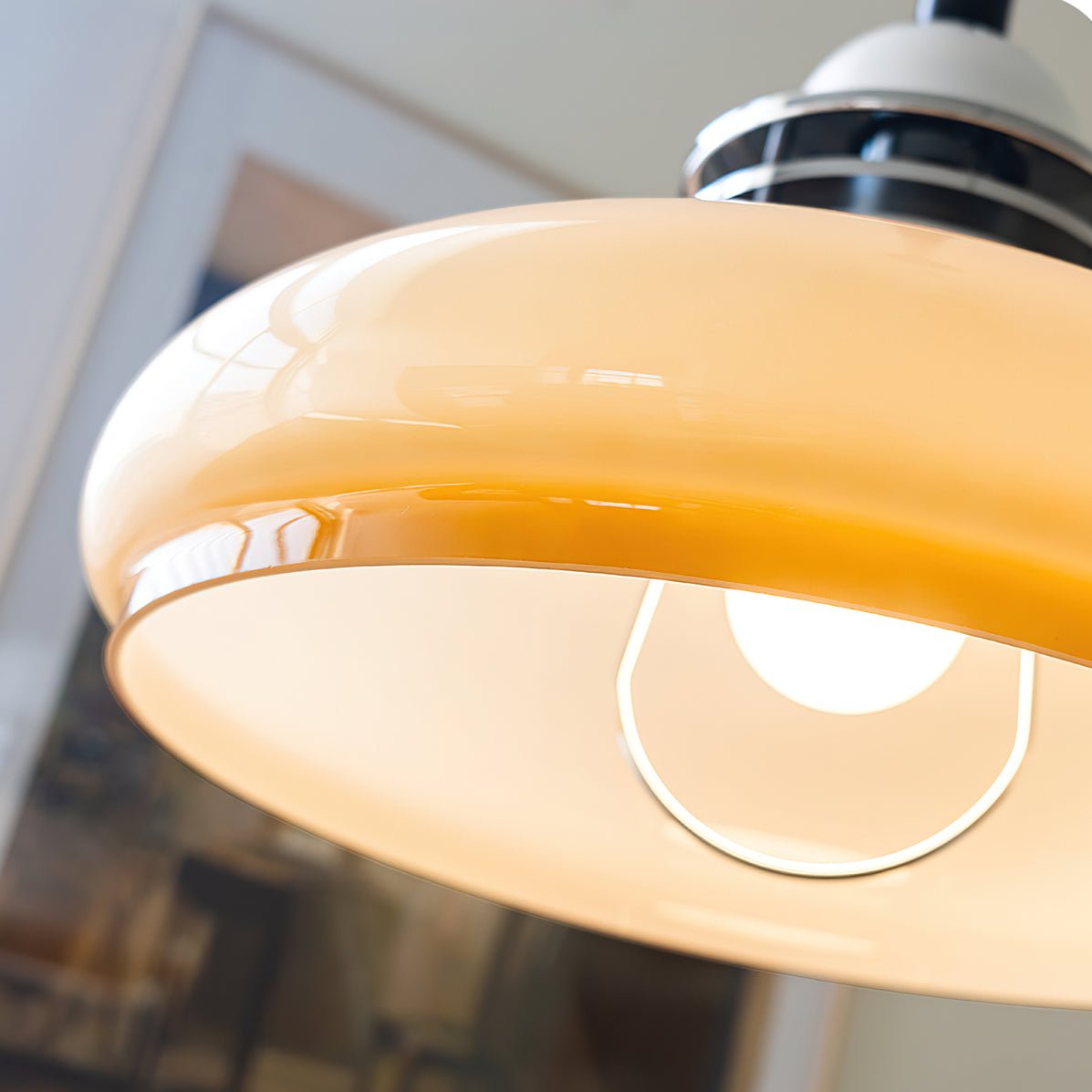 Vistosi Pendant Lamp ∅ 13.8″ x H 9.8″ / Dia 35cm x H 25cm / Chrome & Orange gradient Pendant light