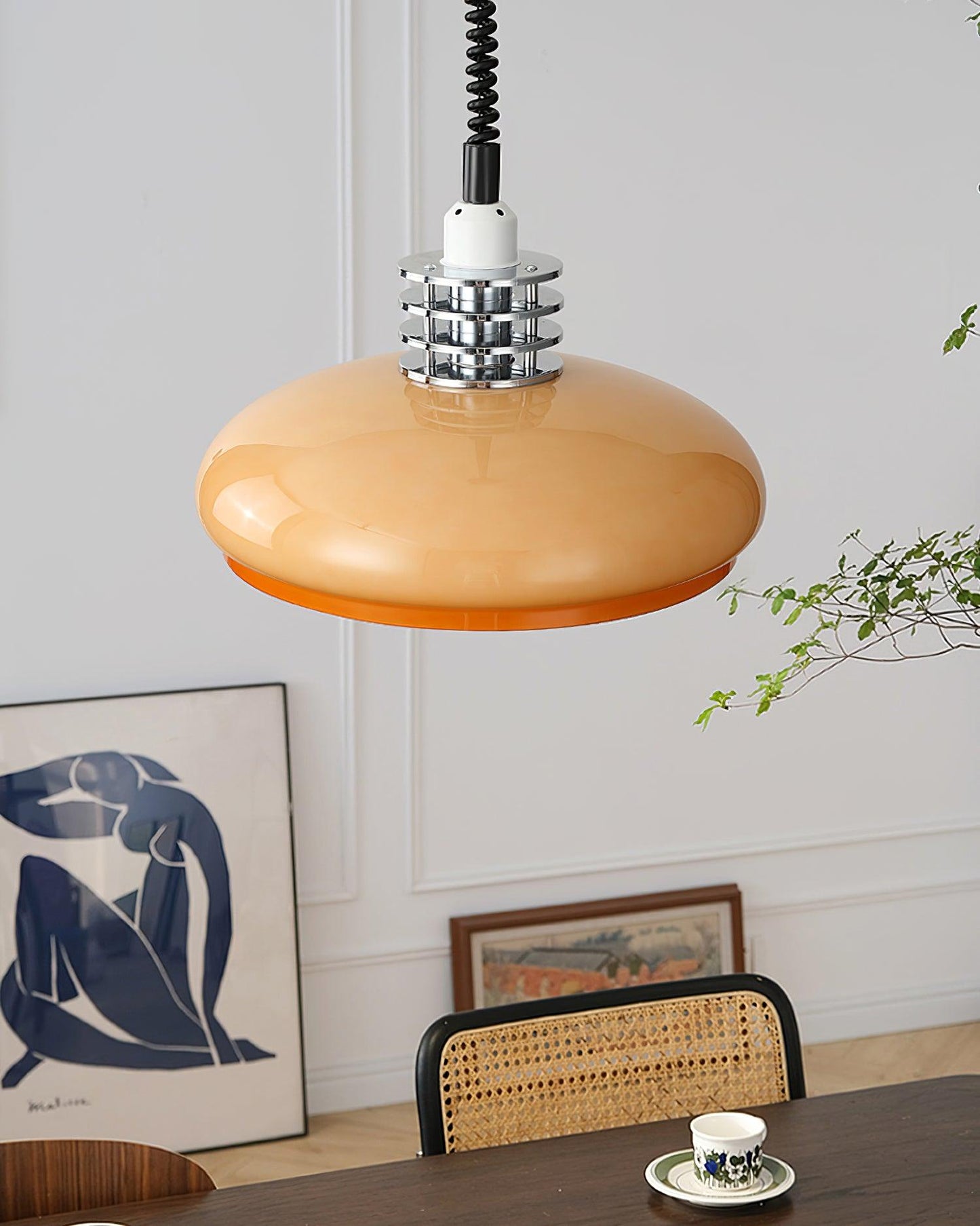 Vistosi Pendant Lamp ∅ 13.8″ x H 9.8″ / Dia 35cm x H 25cm / Chrome & Orange gradient Pendant light