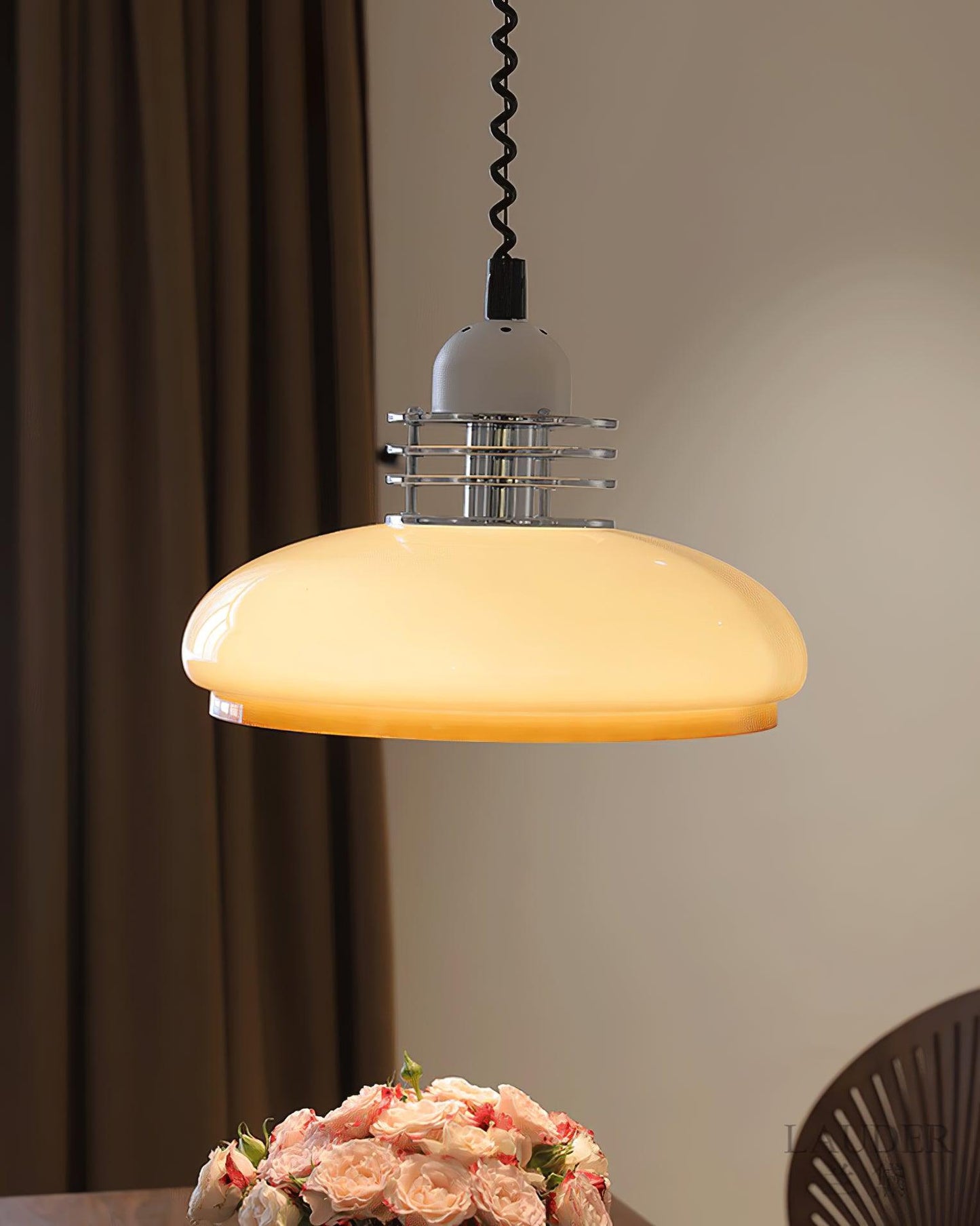 Vistosi Pendant Lamp ∅ 13.8″ x H 9.8″ / Dia 35cm x H 25cm / Chrome & Orange gradient Pendant light