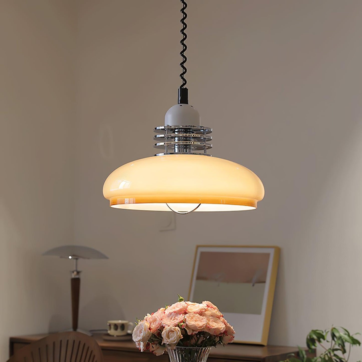 Vistosi Pendant Lamp ∅ 13.8″ x H 9.8″ / Dia 35cm x H 25cm / Chrome & Orange gradient Pendant light