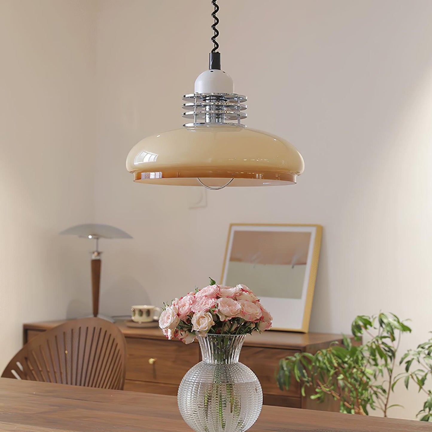 Vistosi Pendant Lamp ∅ 13.8″ x H 9.8″ / Dia 35cm x H 25cm / Chrome & Orange gradient Pendant light