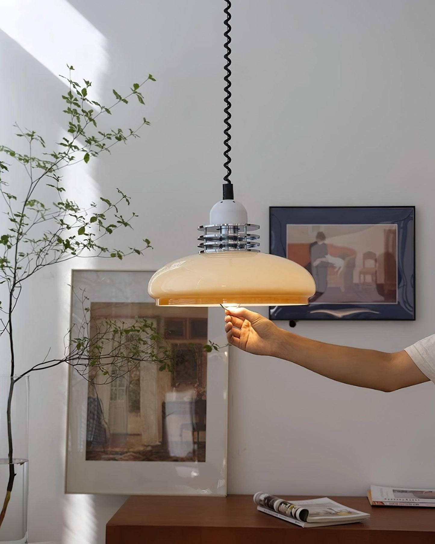 Vistosi Pendant Lamp ∅ 13.8″ x H 9.8″ / Dia 35cm x H 25cm / Chrome & Orange gradient Pendant light