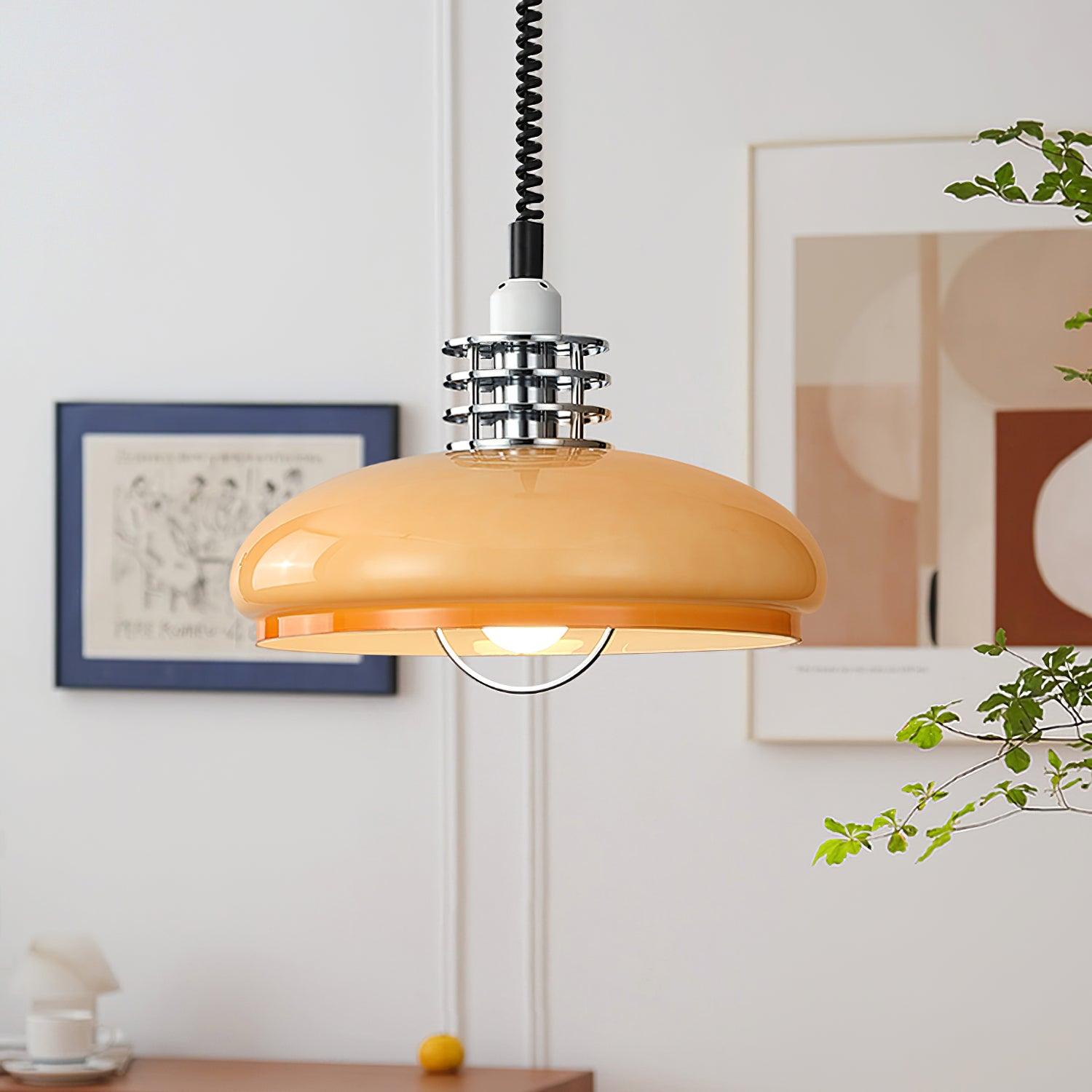 Vistosi Pendant Lamp ∅ 13.8″ x H 9.8″ / Dia 35cm x H 25cm / Chrome & Orange gradient Pendant light