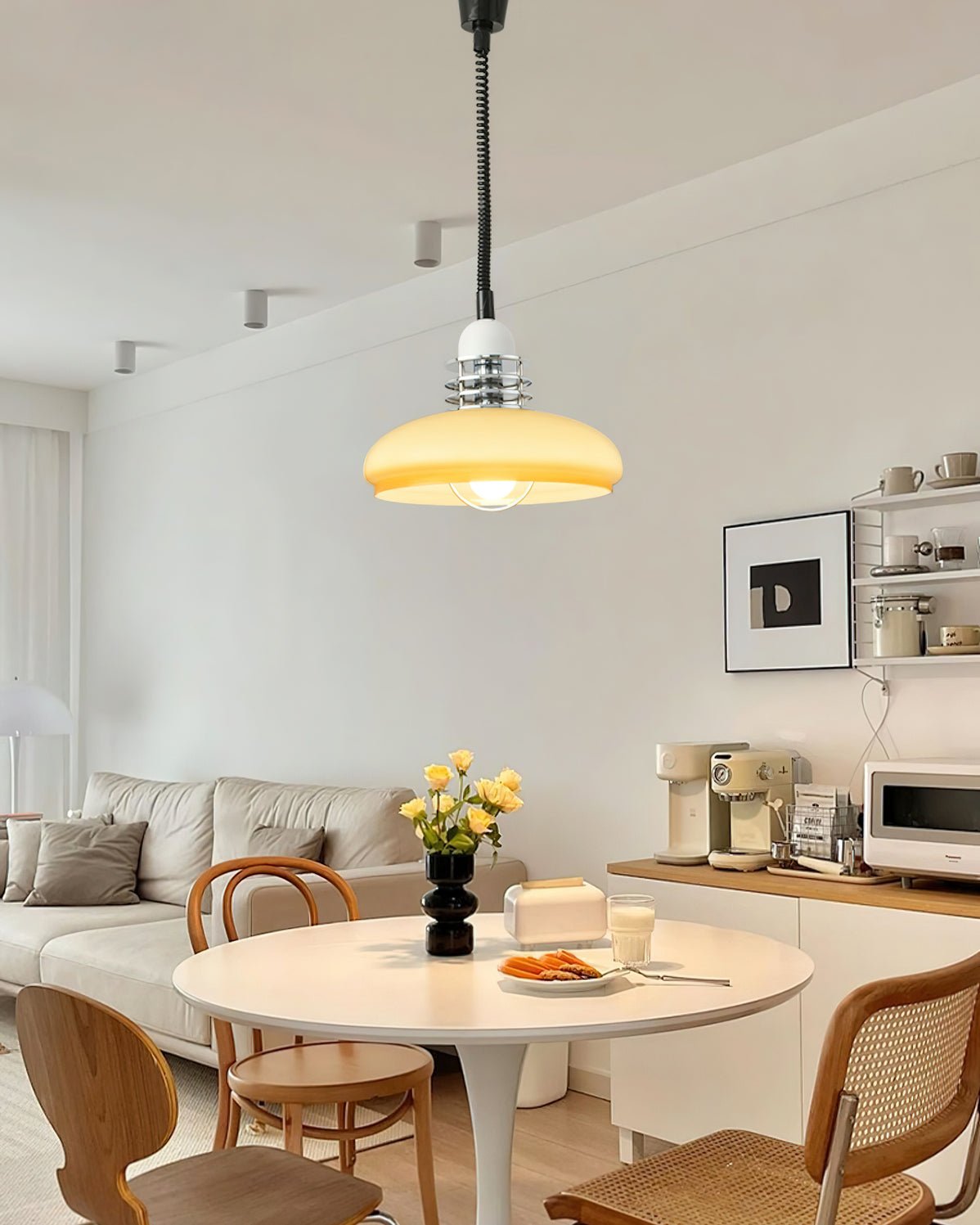 Vistosi Pendant Lamp ∅ 13.8″ x H 9.8″ / Dia 35cm x H 25cm / Chrome & Orange gradient Pendant light