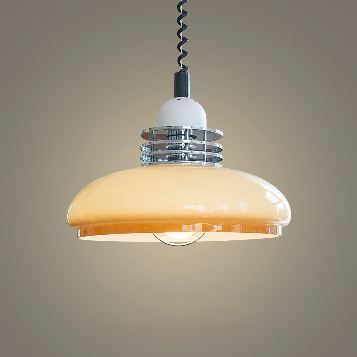 Vistosi Pendant Lamp ∅ 13.8″ x H 9.8″ / Dia 35cm x H 25cm / Chrome & Orange gradient Pendant light