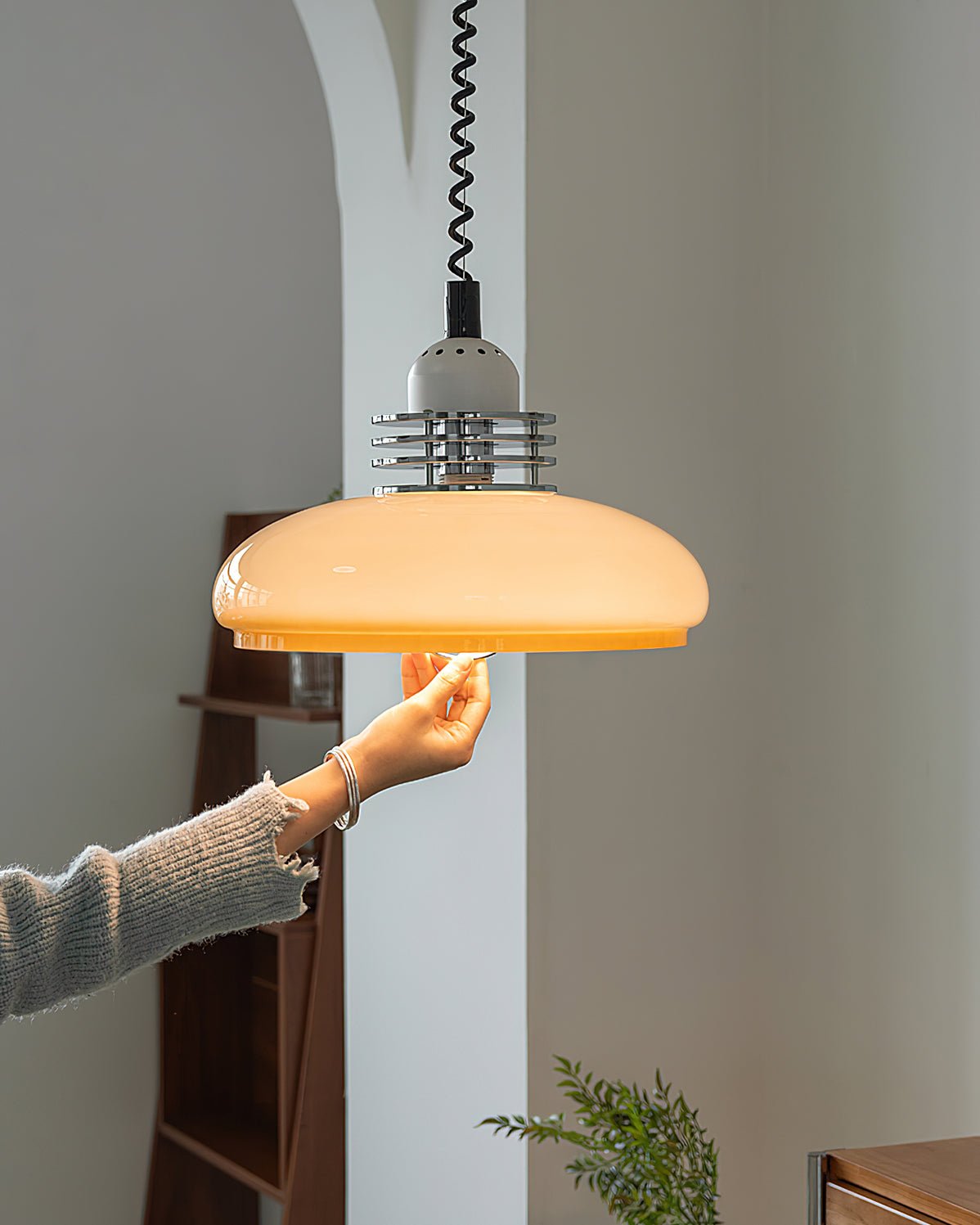 Vistosi Pendant Lamp ∅ 13.8″ x H 9.8″ / Dia 35cm x H 25cm / Chrome & Orange gradient Pendant light