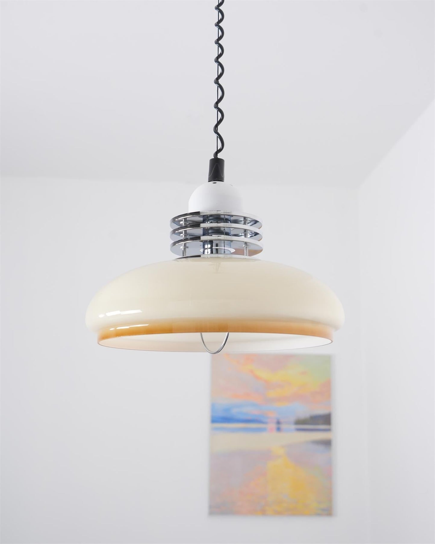 Vistosi Pendant Lamp ∅ 13.8″ x H 9.8″ / Dia 35cm x H 25cm / Chrome & Orange gradient Pendant light