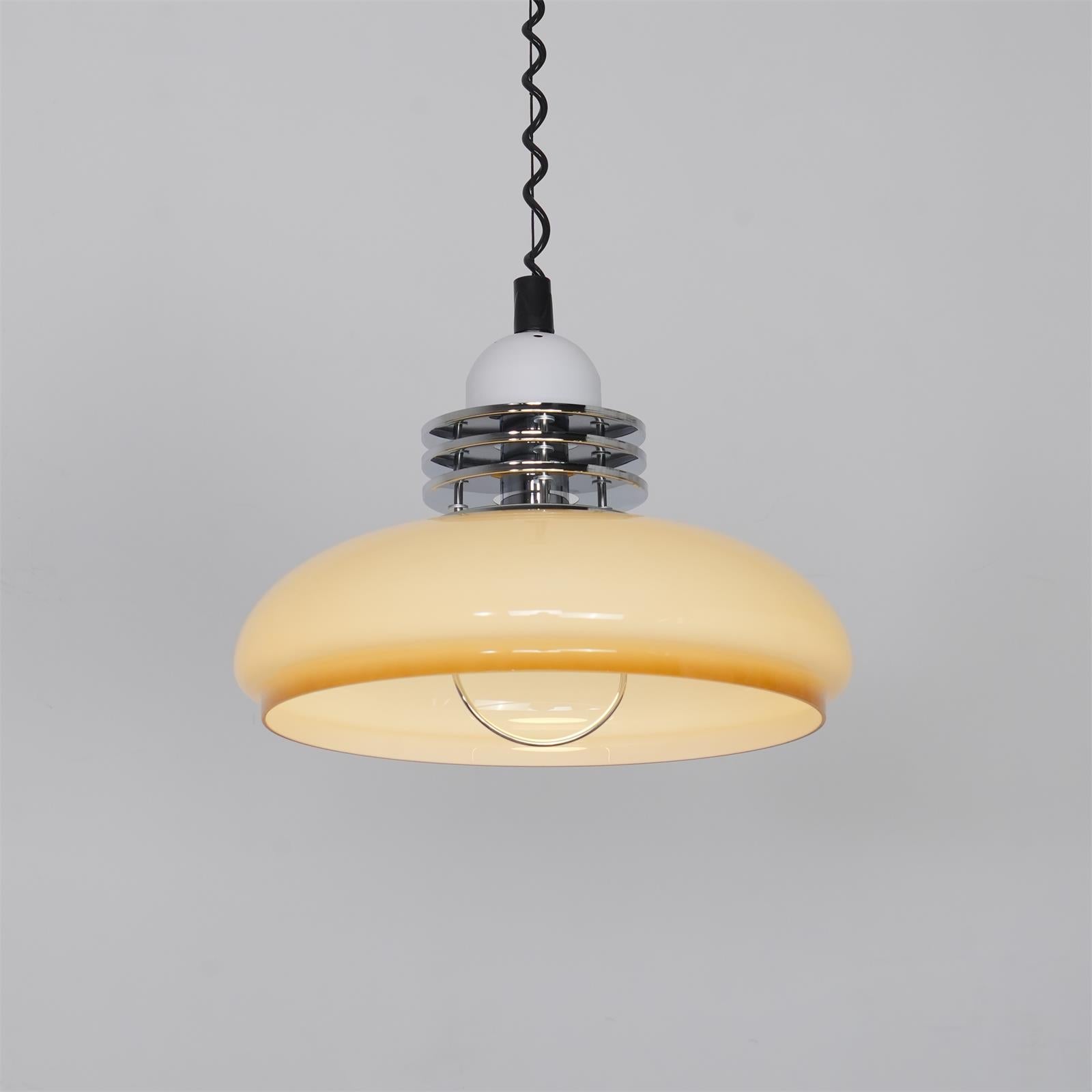 Vistosi Pendant Lamp ∅ 13.8″ x H 9.8″ / Dia 35cm x H 25cm / Chrome & Orange gradient Pendant light