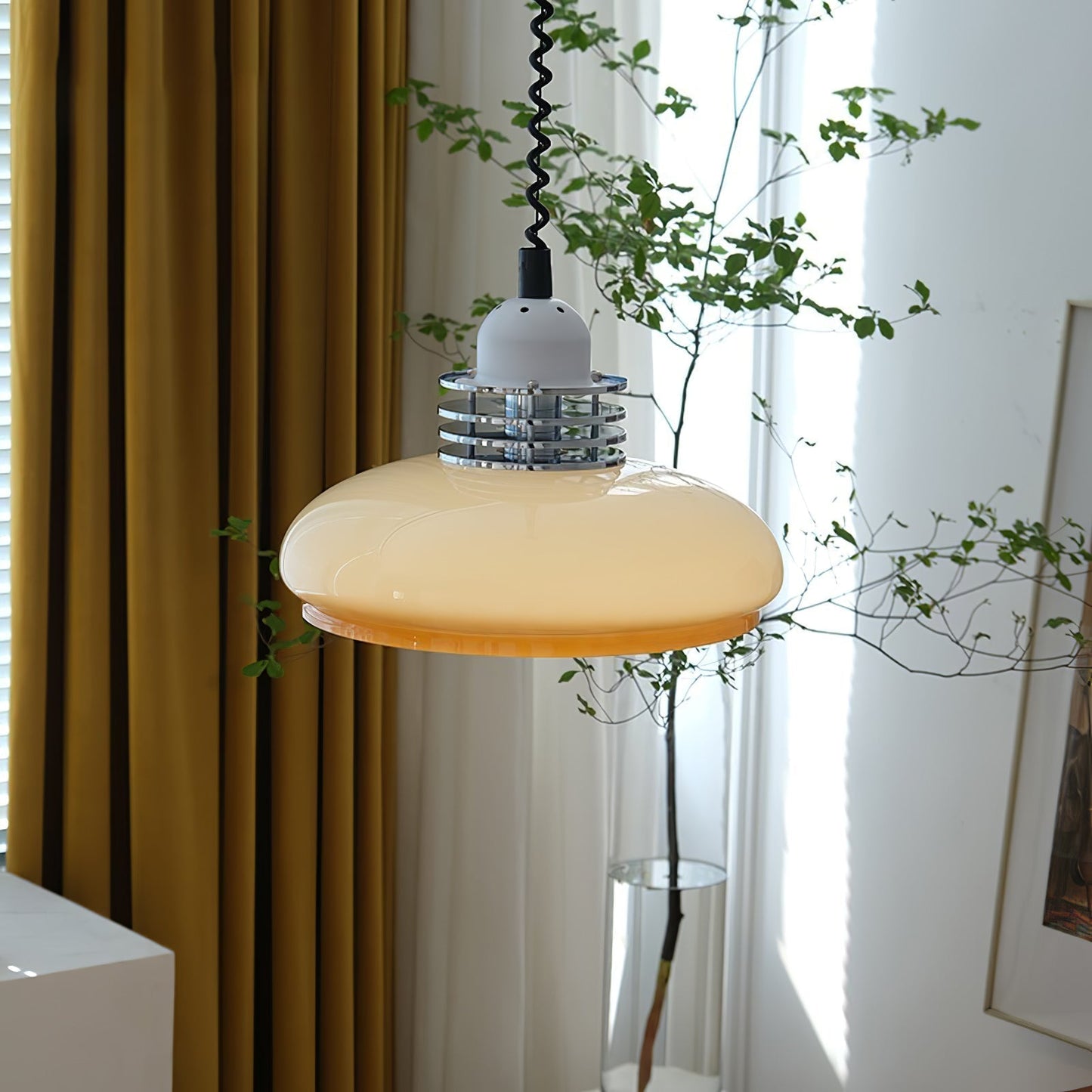 Vistosi Pendant Lamp ∅ 13.8″ x H 9.8″ / Dia 35cm x H 25cm / Chrome & Orange gradient Pendant light