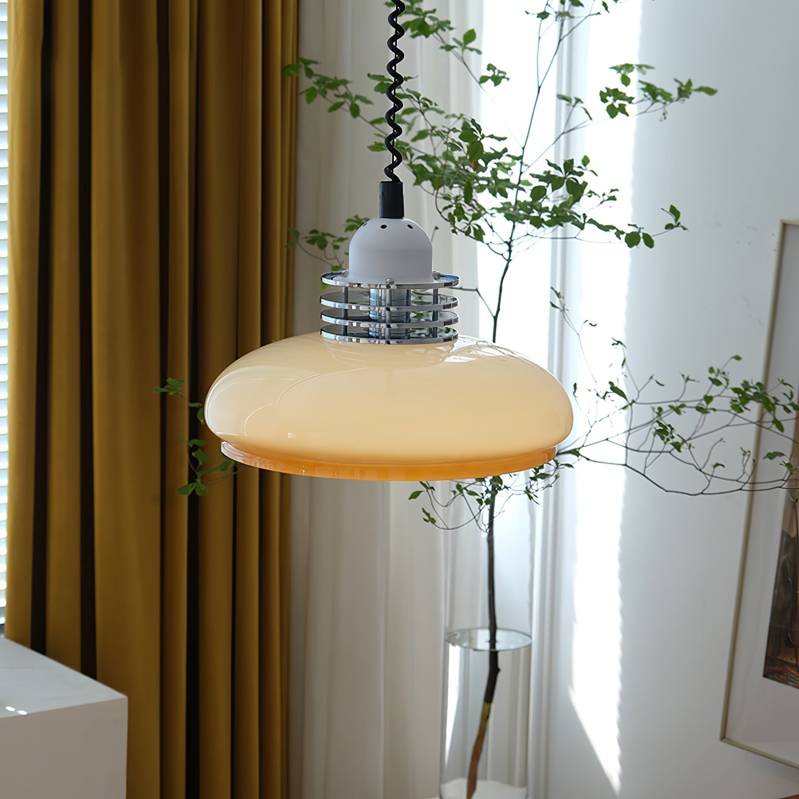 Vistosi Pendant Lamp ∅ 13.8″ x H 9.8″ / Dia 35cm x H 25cm / Chrome & Orange gradient Pendant light