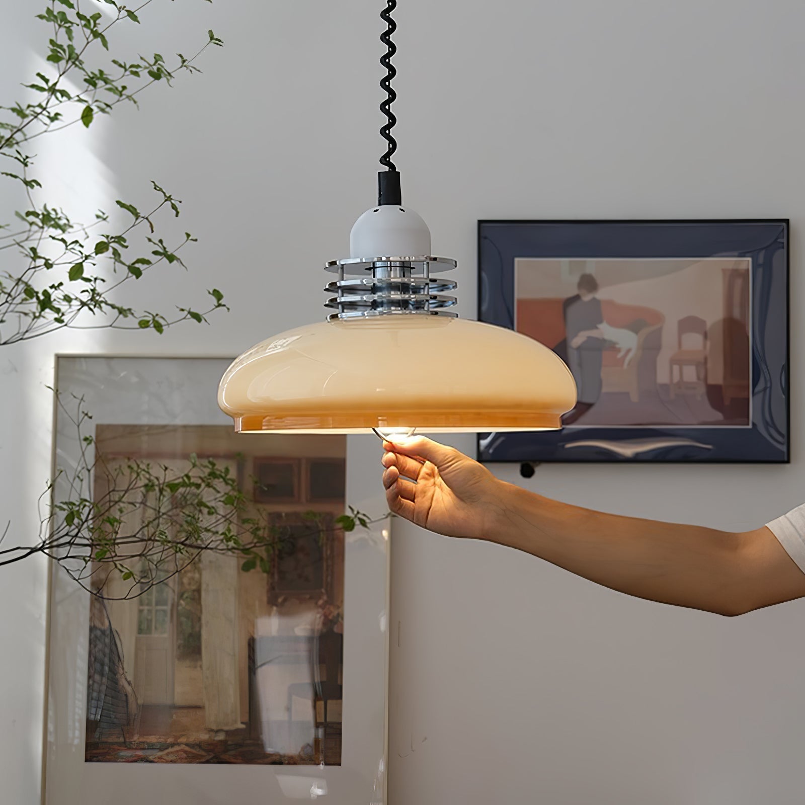 Vistosi Pendant Lamp ∅ 13.8″ x H 9.8″ / Dia 35cm x H 25cm / Chrome & Orange gradient Pendant light