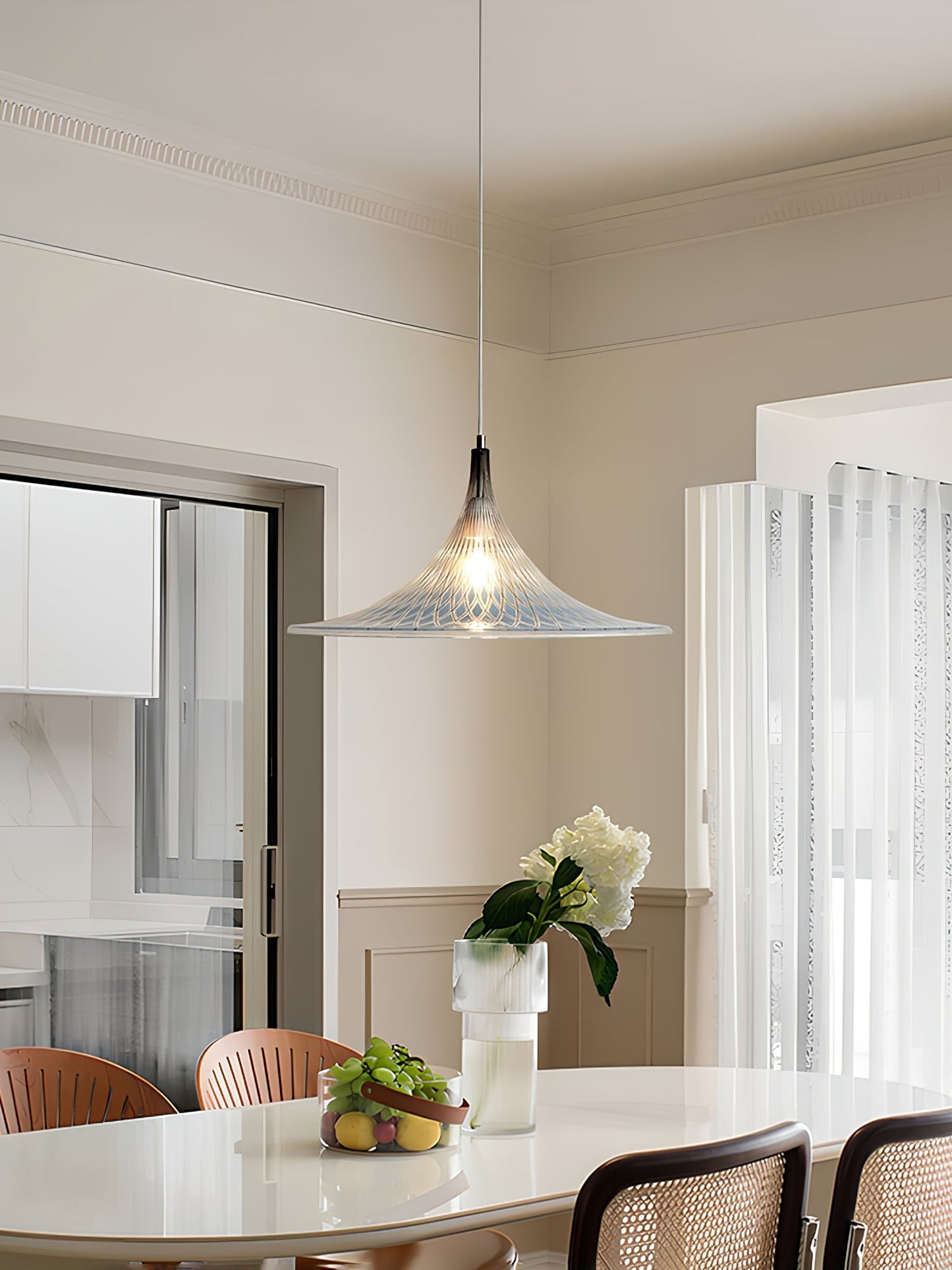 Vortex Pendant Light ∅ 15.7″ x H 9.8″ / Chrome & Blue Pendant light