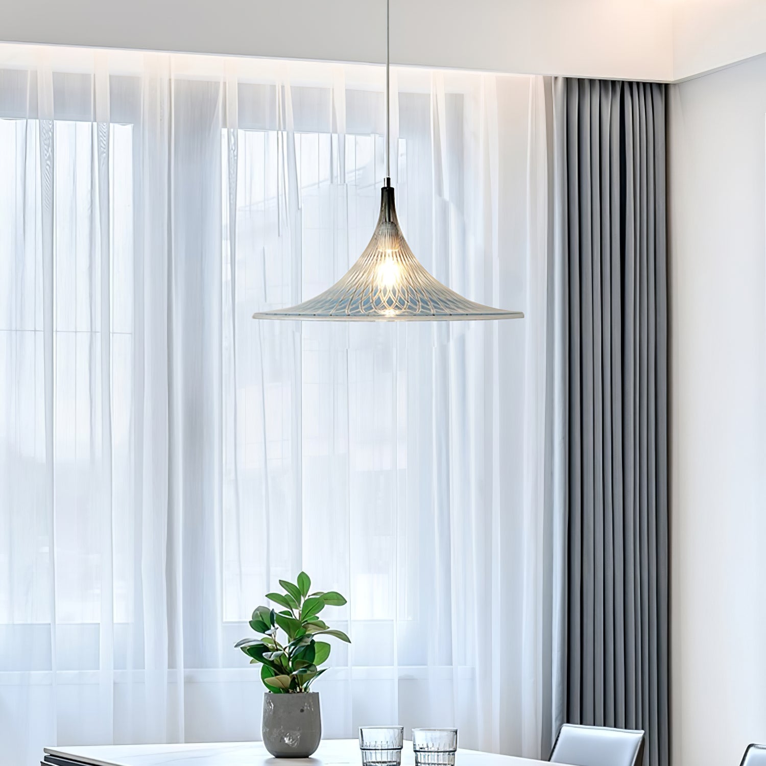 Vortex Pendant Light ∅ 15.7″ x H 9.8″ / Chrome & Blue Pendant light
