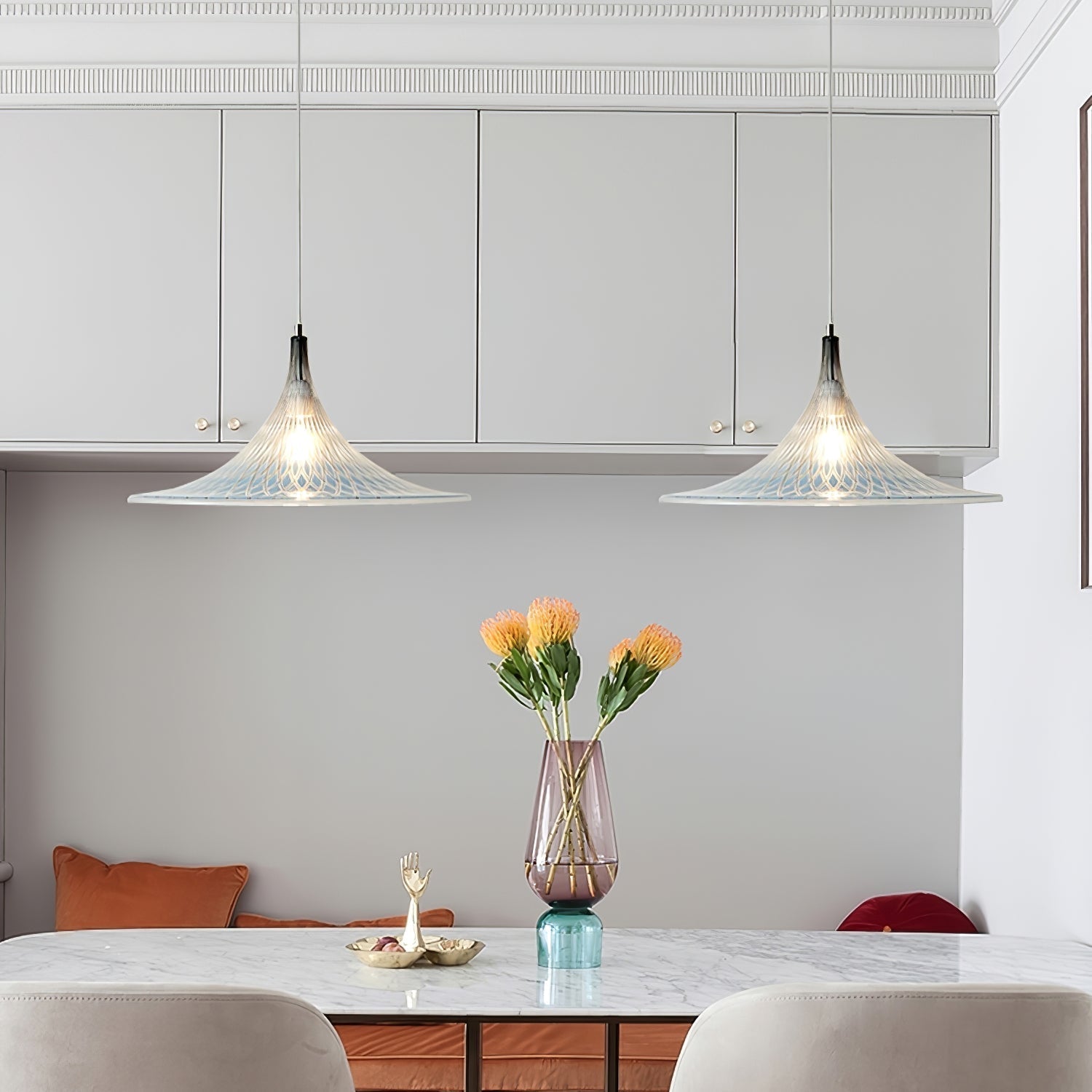 Vortex Pendant Light ∅ 15.7″ x H 9.8″ / Chrome & Blue Pendant light
