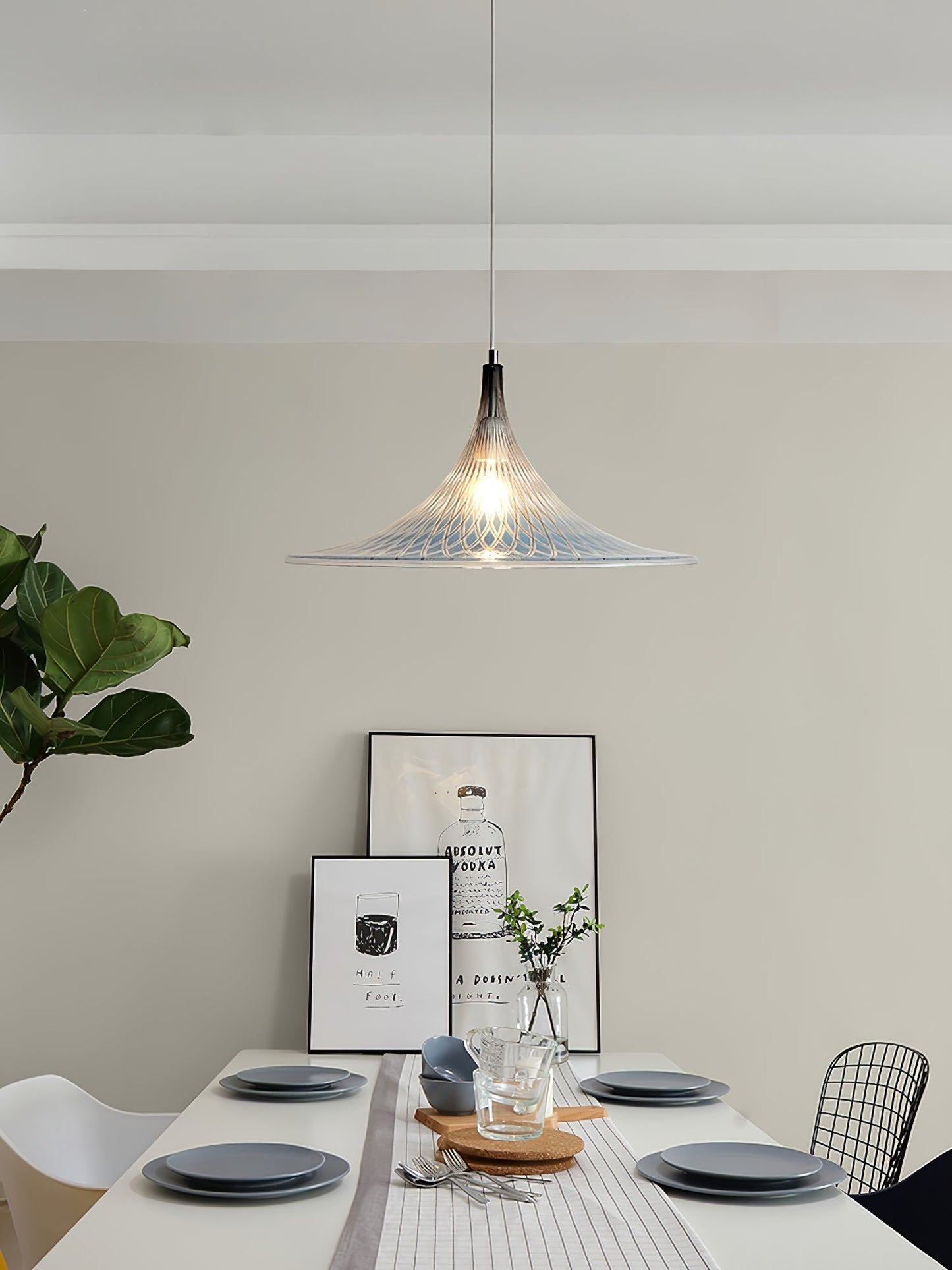 Vortex Pendant Light ∅ 15.7″ x H 9.8″ / Chrome & Blue Pendant light