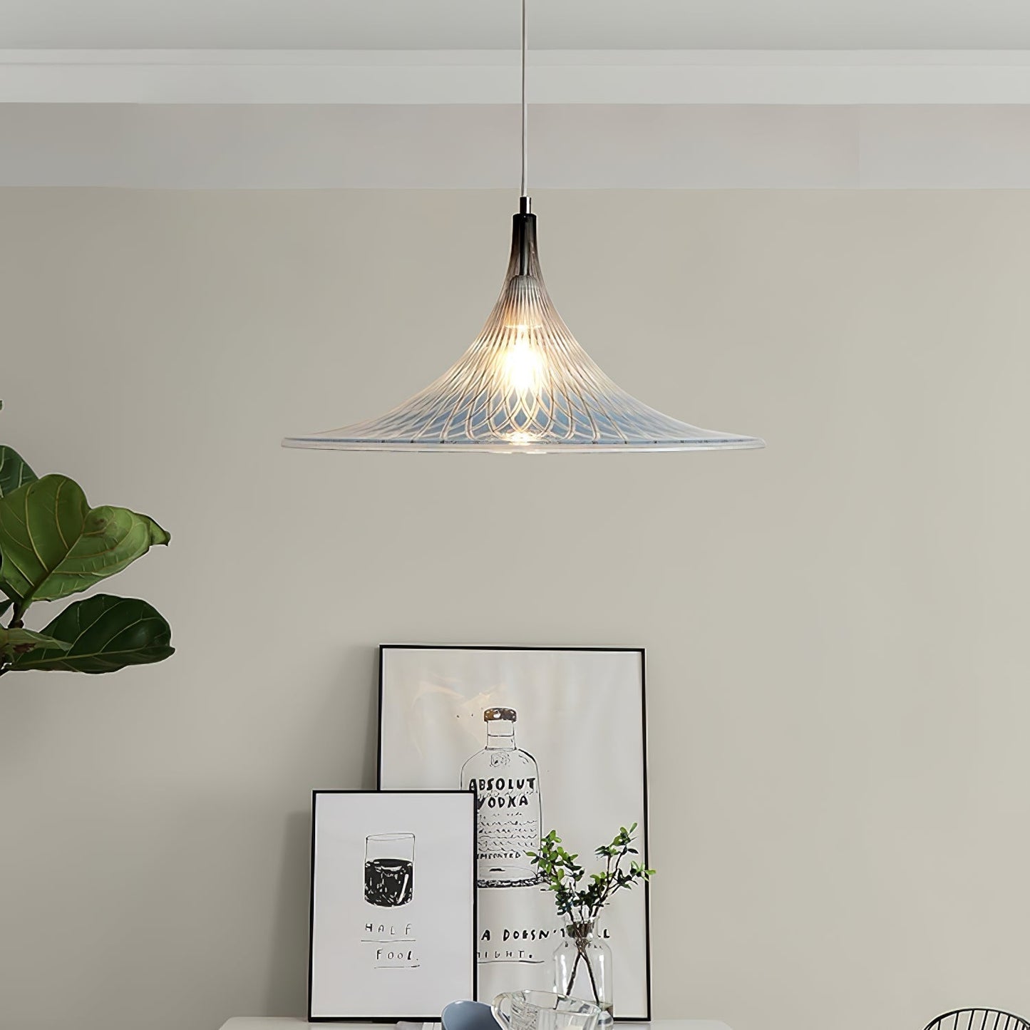 Vortex Pendant Light ∅ 15.7″ x H 9.8″ / Chrome & Blue Pendant light