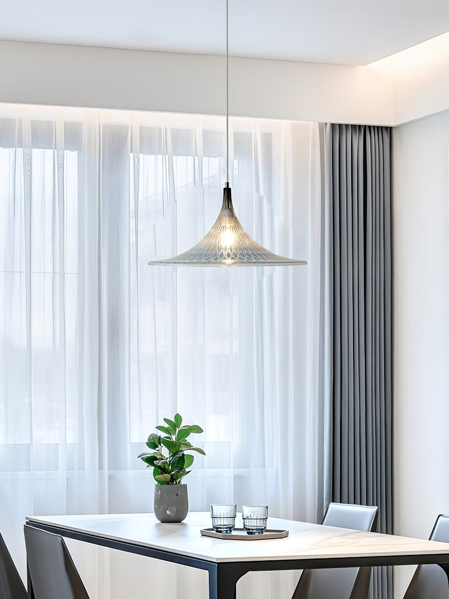 Vortex Pendant Light ∅ 15.7″ x H 9.8″ / Chrome & Blue Pendant light