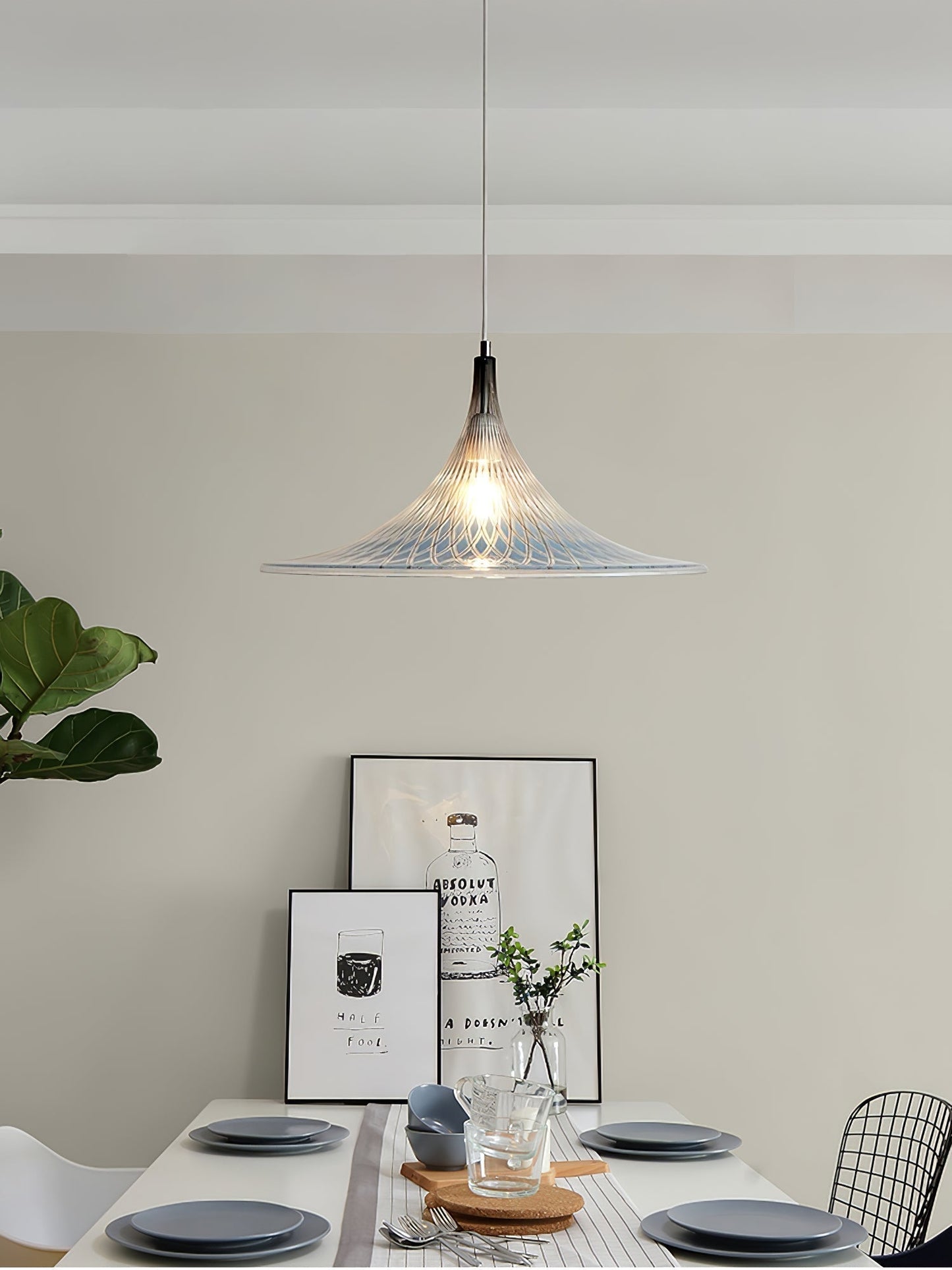Vortex Pendant Light ∅ 15.7″ x H 9.8″ / Chrome & Blue Pendant light