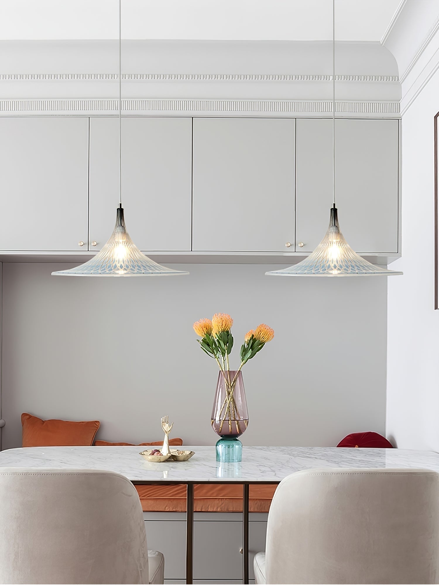 Vortex Pendant Light ∅ 15.7″ x H 9.8″ / Chrome & Blue Pendant light