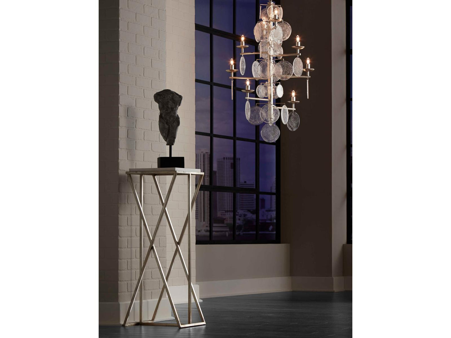 Wildwood Liza 8-Light Chandelier in Silver Leaf with Cast Glass Discs
