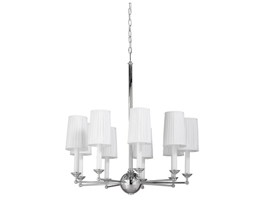 Wildwood Matthew Frederick 9-Light Chandelier in Silver with Off-White Shades