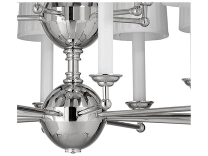Wildwood Matthew Frederick 15-Light Polished Nickel Off White Silkette Candelabra Cylinder Chandelier
