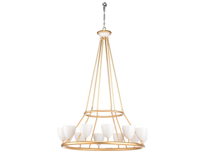 Wildwood Marilyn 12-Light Chandelier with White Ceramic Shades in Antique Gold Leaf
