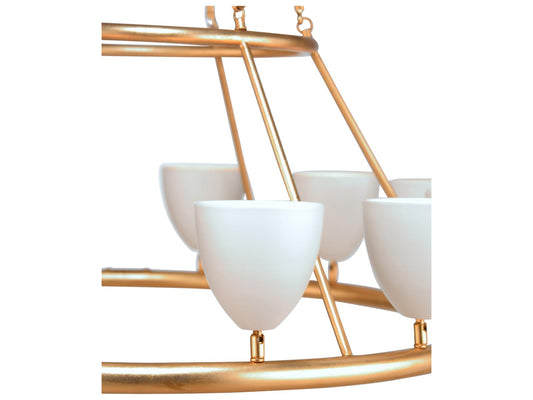 Wildwood Marilyn 12-Light Chandelier with White Ceramic Shades in Antique Gold Leaf