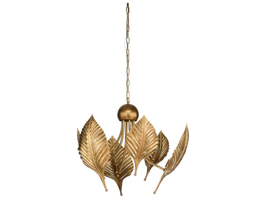 Wildwood 6-Light Foglia di Palma Chandelier in Antique Brass