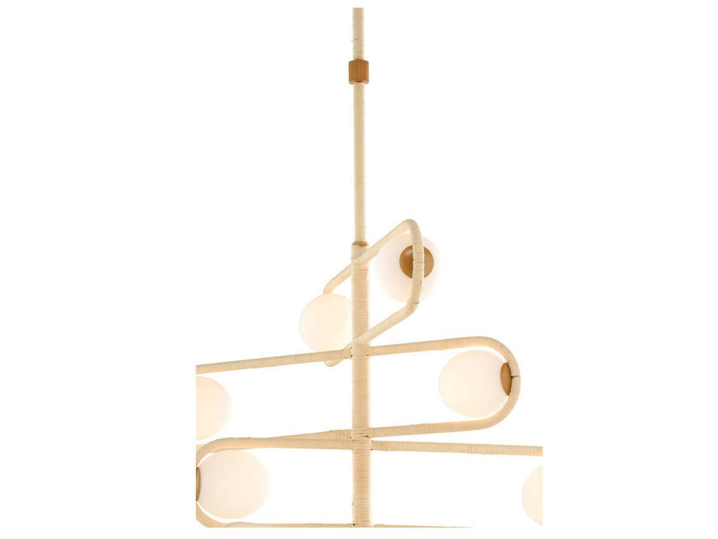 Wildwood Sol 8-Light 4-Tier Chandelier with Hand-Wrapped Rattan and Milk Glass