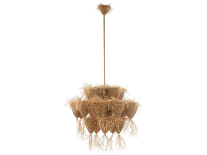 Wildwood Valeria 18-Light Organic Pendant Chandelier in Natural Rattan and Antique Brass