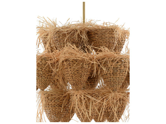 Wildwood Valeria 18-Light Organic Pendant Chandelier in Natural Rattan and Antique Brass