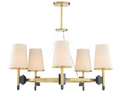 Wildwood Zuri 5-Light Chandelier in Antique Brass and Blue