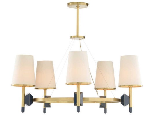 Wildwood Zuri 5-Light Chandelier in Antique Brass and Blue