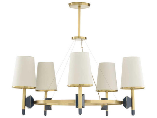 Wildwood Zuri 5-Light Chandelier in Antique Brass and Blue