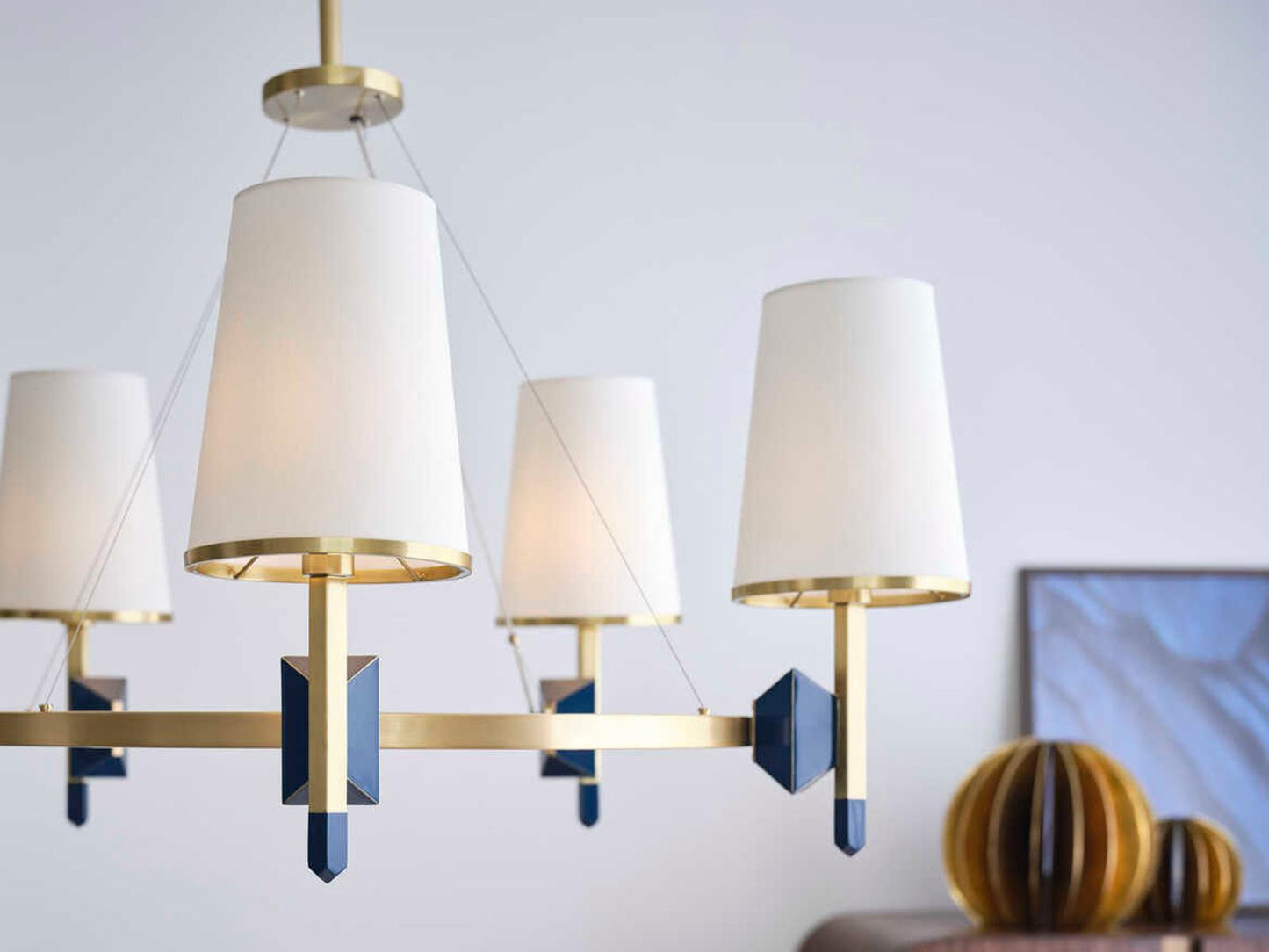 Wildwood Zuri 5-Light Chandelier in Antique Brass and Blue