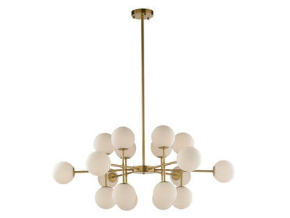Wildwood 16-Light Rue Saint-Anne Chandelier in Antique Brass and Milk Glass