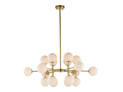 Wildwood 16-Light Rue Saint-Anne Chandelier in Antique Brass and Milk Glass