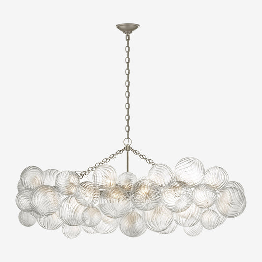 Talia Medium Linear Chandelier Burnished Silver Leaf and Clear Swirled Glass chandelier