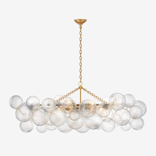 Talia Medium Linear Chandelier Gild and Clear Swirled Glass chandelier