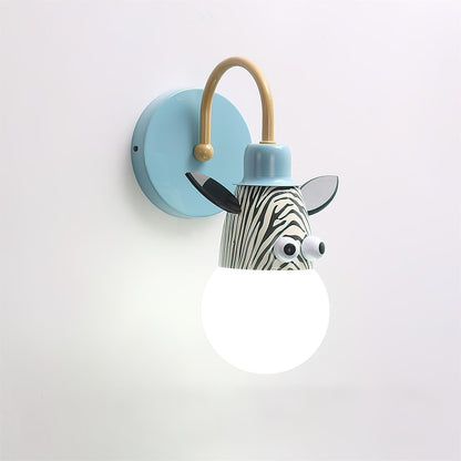 Cartoon Animal Kids Wall Lamp ∅ 4.7″ x H 10.6″ / Dia 12cm x H 27cm / Blue Wall lamp