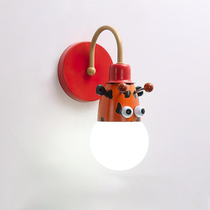 Cartoon Animal Kids Wall Lamp ∅ 4.7″ x H 10.6″ / Dia 12cm x H 27cm / Red Wall lamp