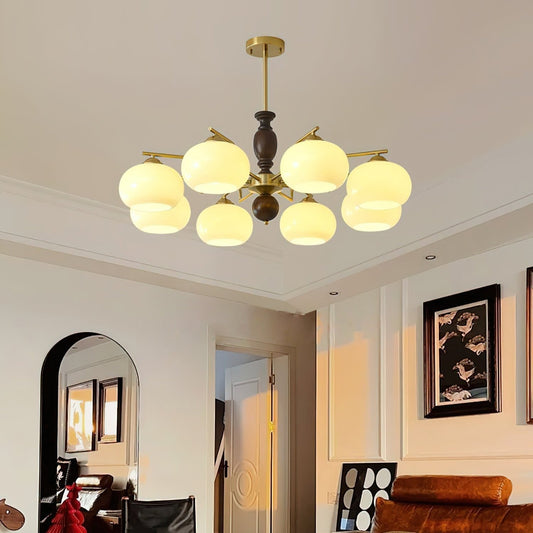 Walnut Beige Orb Chandelier Chandelier
