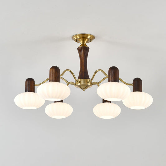 Walnut Color Embrace Chandelier 6 heads ∅ 32.3″ x H 15.7″ / Walnut Color & Gold Chandelier
