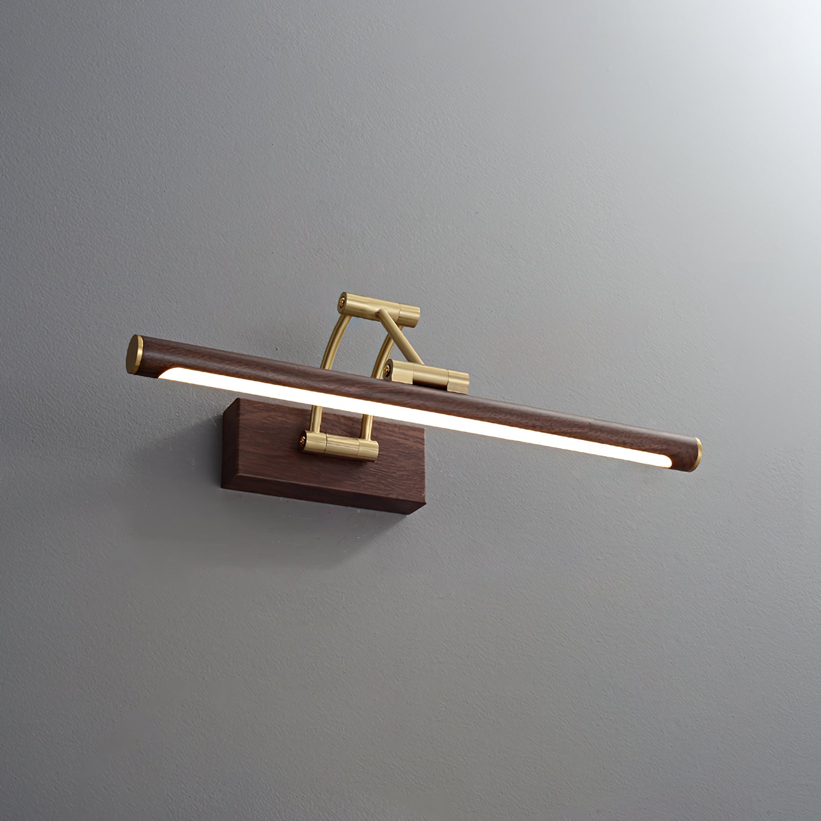 Walnut Color Linear Adjustable Wall Light ∅ 15.7″ x H 3.9″ / Walnut Color & Warm Light / Single Wall lamp