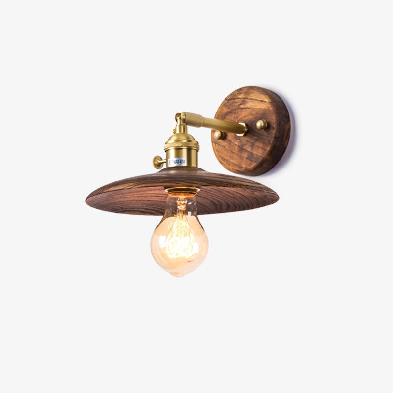 Walnut Flared Wall Light ∅ 7.9″ x H 7.5″ / Dia 20cm x H 19cm / Brass & Walnut Wall lamp