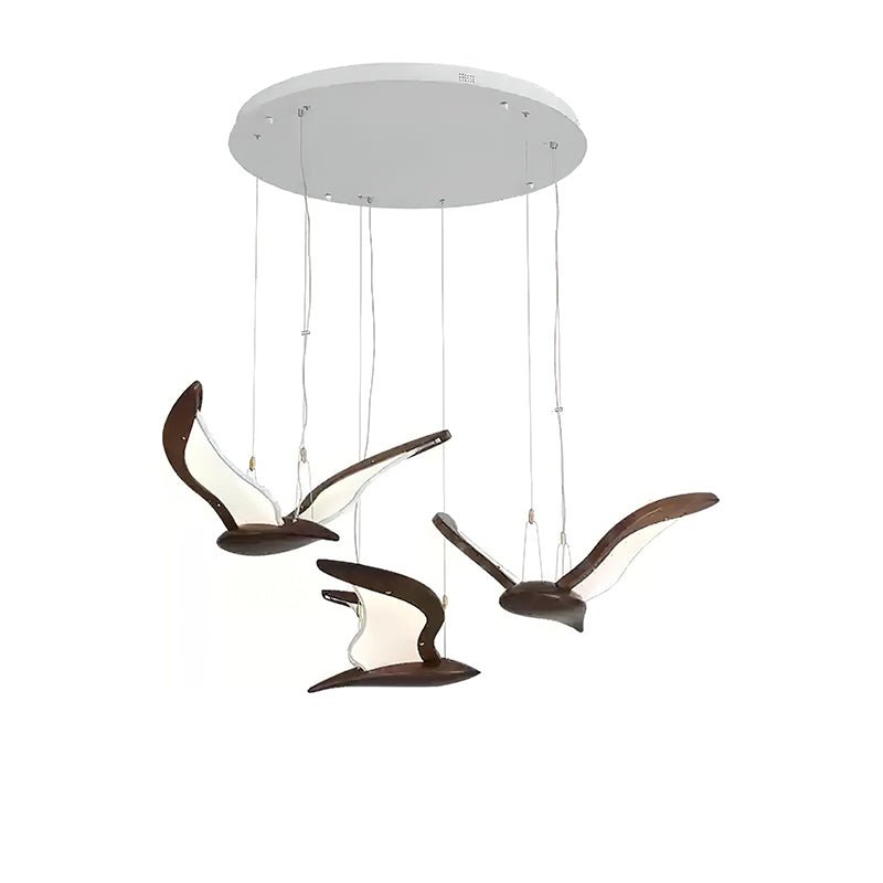 Warbler Chandelier 3 Heads: ∅ 47.2’’ x H 23.6’’ / Walnut Color / Warm Light Chandelier